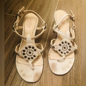 Coach Women’s White Sandals Wedge Heel Size 6